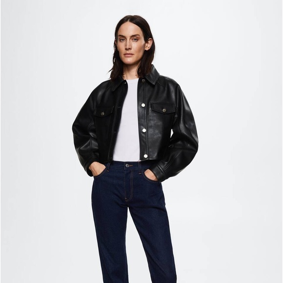 Short leather-effect jacket - Picture 8 of 13